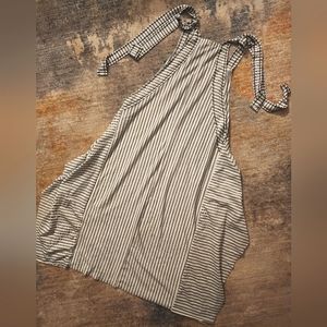 Zara Trafaluc Collection Striped Shoulder Tie Pinafore Midi Dress